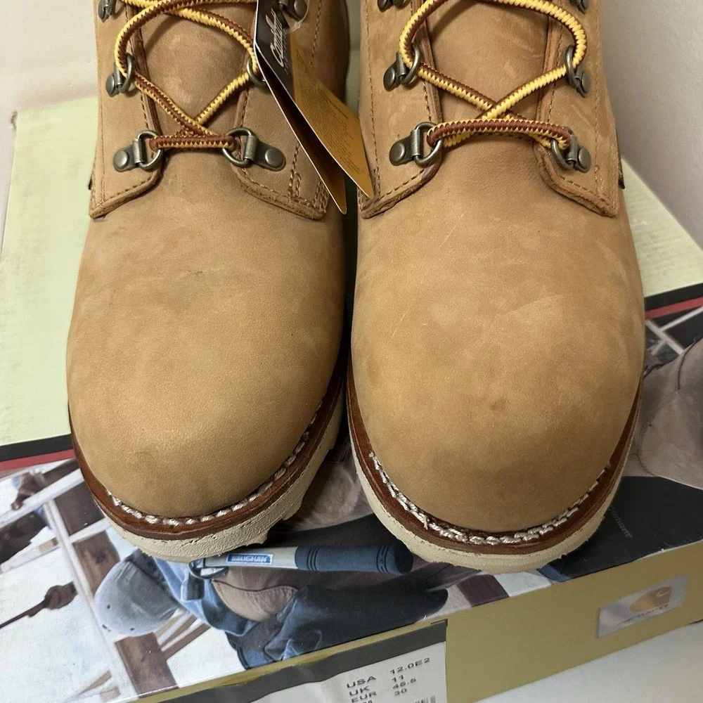 Carhartt Leather Slip Resistant Soft Toe Wedge Work Boot Style 3915 Size 12EE